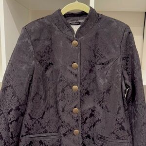 NWT: Victor Costa Occasions Jacket, Size M, black with floral pattern